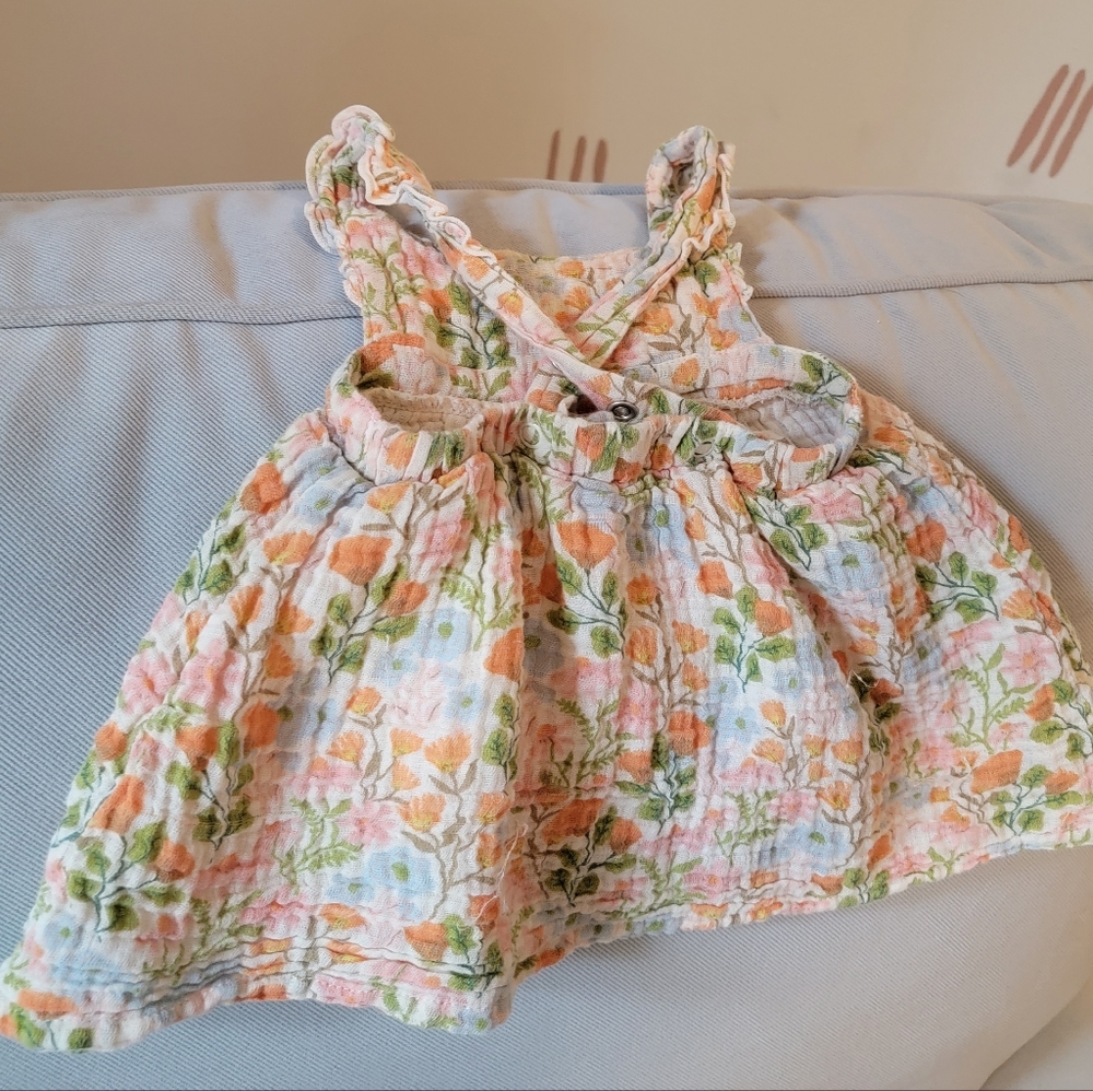 🌸 Angel Dear Muslin Floral Cross-Back Dress, 6-12 months